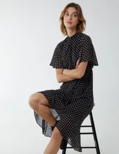 Blouson Wrap Skirt Ruffle Midi Dress -Deals Sleek Dresses Store AW22001B091 109194