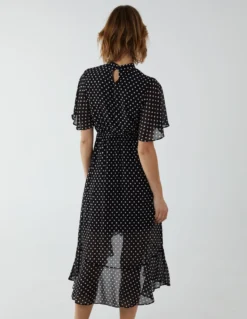 Blouson Wrap Skirt Ruffle Midi Dress -Deals Sleek Dresses Store AW22001B091 109196