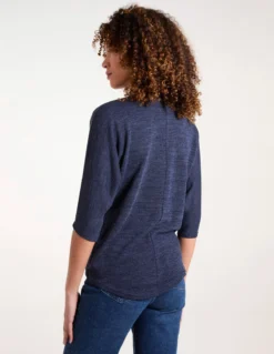 Metallic Zip Front Top -Deals Sleek Dresses Store AW22062 NAVY 5524