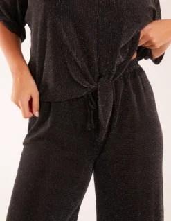 Sparkly Elasticated Waist Wide Leg Trousers -Deals Sleek Dresses Store AW22314 BLACKSILVER 19583