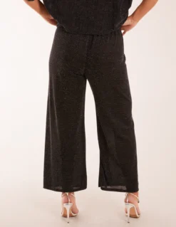Sparkly Elasticated Waist Wide Leg Trousers -Deals Sleek Dresses Store AW22314 BLACKSILVER 19589
