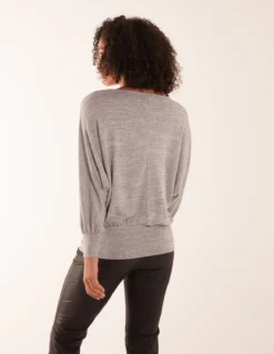 Cut And Sew Batwing Top -Deals Sleek Dresses Store AW23002 GREY 14011