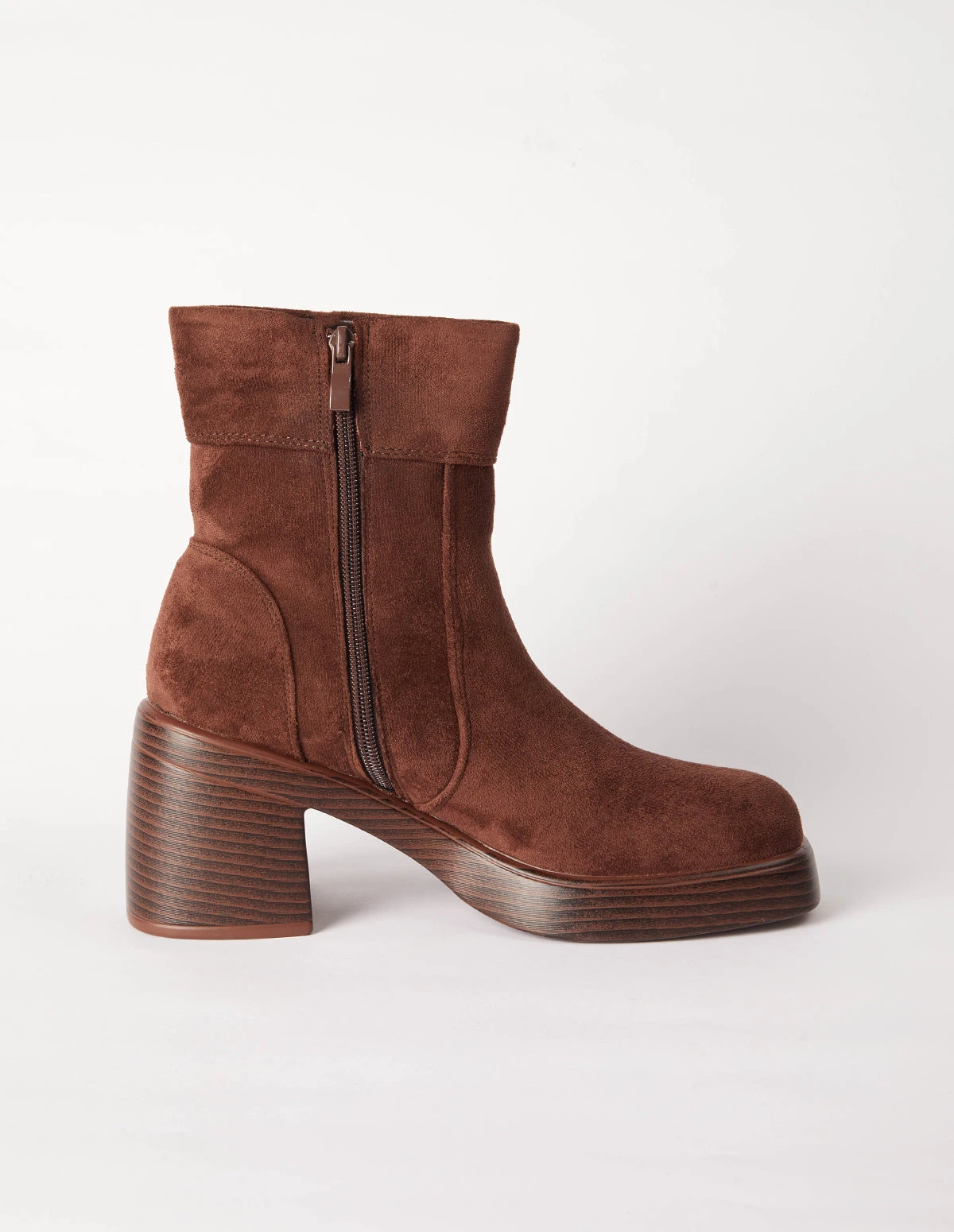 Cuffed Suede Chunky Heel Boots 3 Cuffed Suede Chunky Heel Boots - Image 3