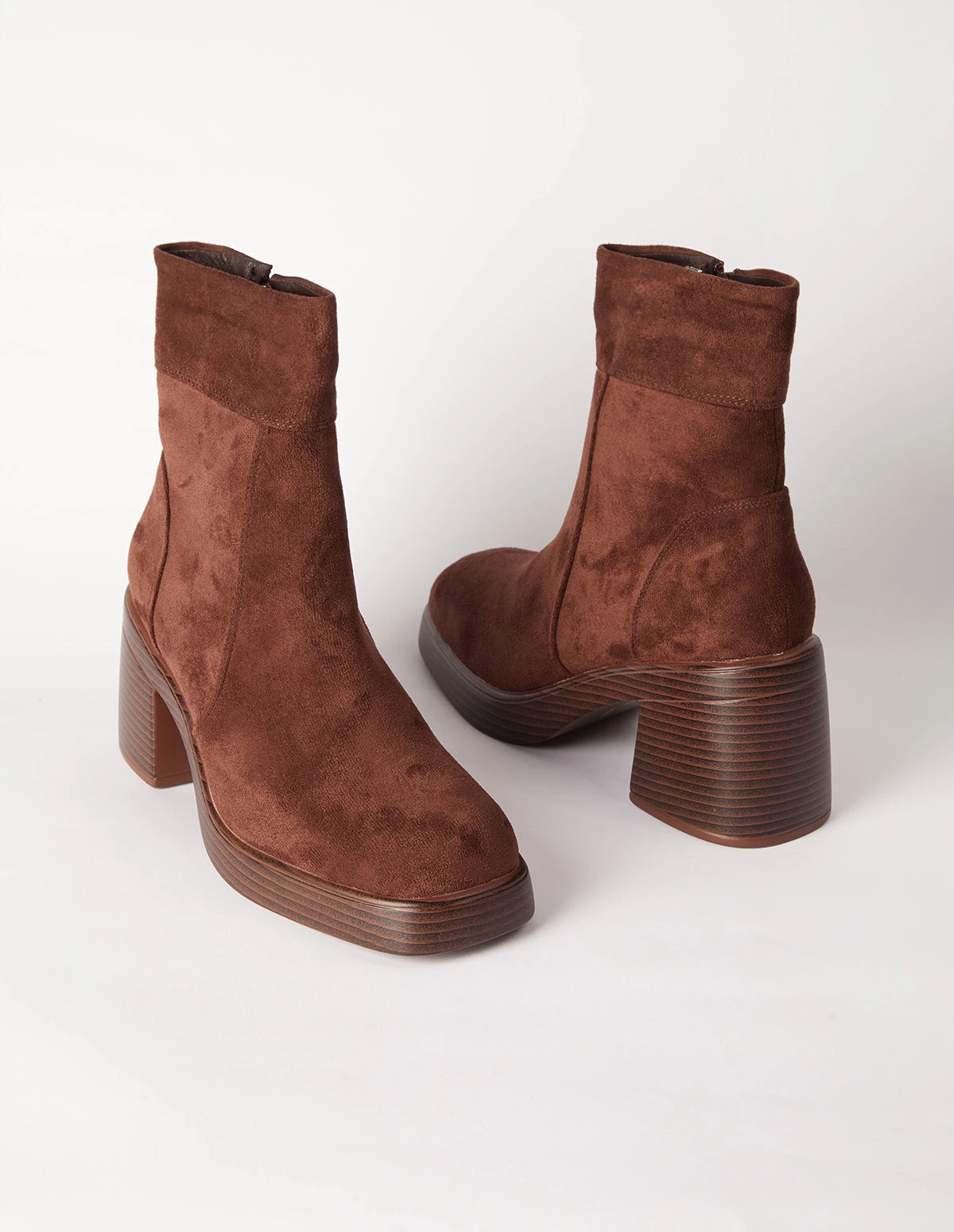 Cuffed Suede Chunky Heel Boots 2 Cuffed Suede Chunky Heel Boots - Image 2