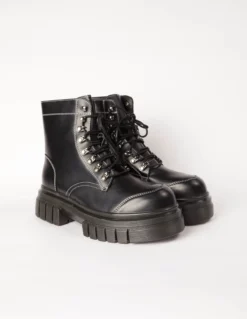 PU Lace Up Combat Style Boots