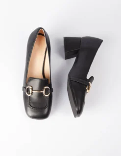 Gold Detail Heeled Loafers 7 Gold Detail Heeled Loafers -Deals Sleek Dresses Store AW231785 BLACK 3
