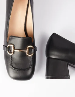 Gold Detail Heeled Loafers 6 Gold Detail Heeled Loafers -Deals Sleek Dresses Store AW231785 BLACK 4