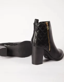 Heeled Quilt Detail Boot -Deals Sleek Dresses Store AW23197 BLACK 2 1