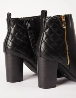 Heeled Quilt Detail Boot -Deals Sleek Dresses Store AW23197 BLACK 4 1