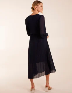 Wrap Front Pleated Maxi Dress -Deals Sleek Dresses Store BV1935 NAVY 14989