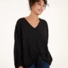 Tie Front Oversized Batwing Top