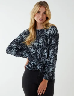 Butterfly Print Knot Top -Deals Sleek Dresses Store BV222408003 88188