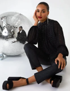 Ombre Diamante Puffball Top