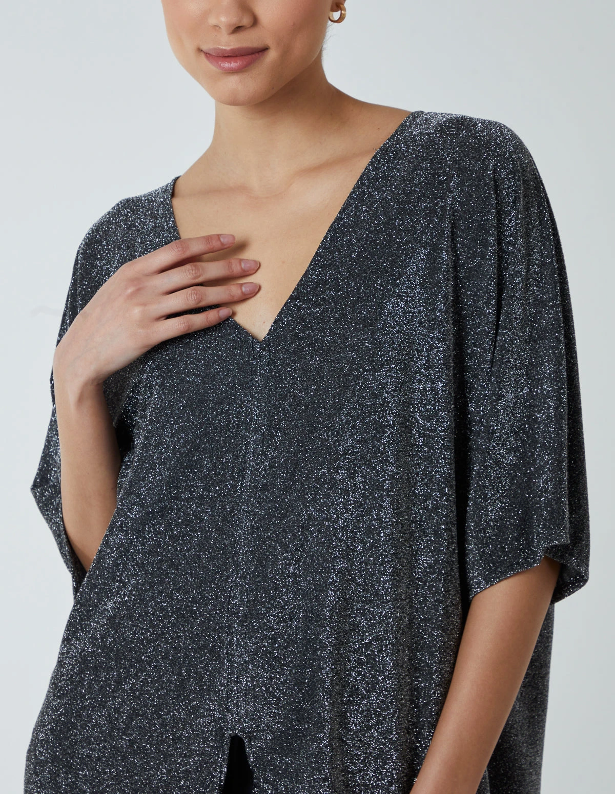 Oversized V Neck Knot Front Top 2 Oversized V Neck Knot Front Top - Image 2