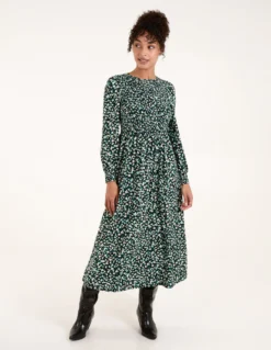 Smock Front Midi Dress