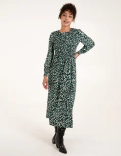 Smock Front Midi Dress -Deals Sleek Dresses Store BV222811 GREEN 2