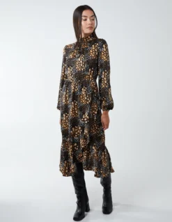 Blouson Elasticated Wrap Midi Dress