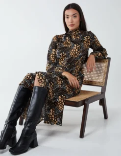 Blouson Elasticated Wrap Midi Dress -Deals Sleek Dresses Store BV222834003 87985