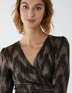 Fixed Wrap Skater Dress With Tie -Deals Sleek Dresses Store BV222859 BRONZE 64