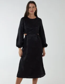 Crew Neck Cut Out Midi Dress