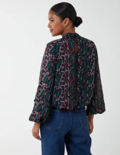 Animal Print Blouson Top -Deals Sleek Dresses Store BV222886 Black 2