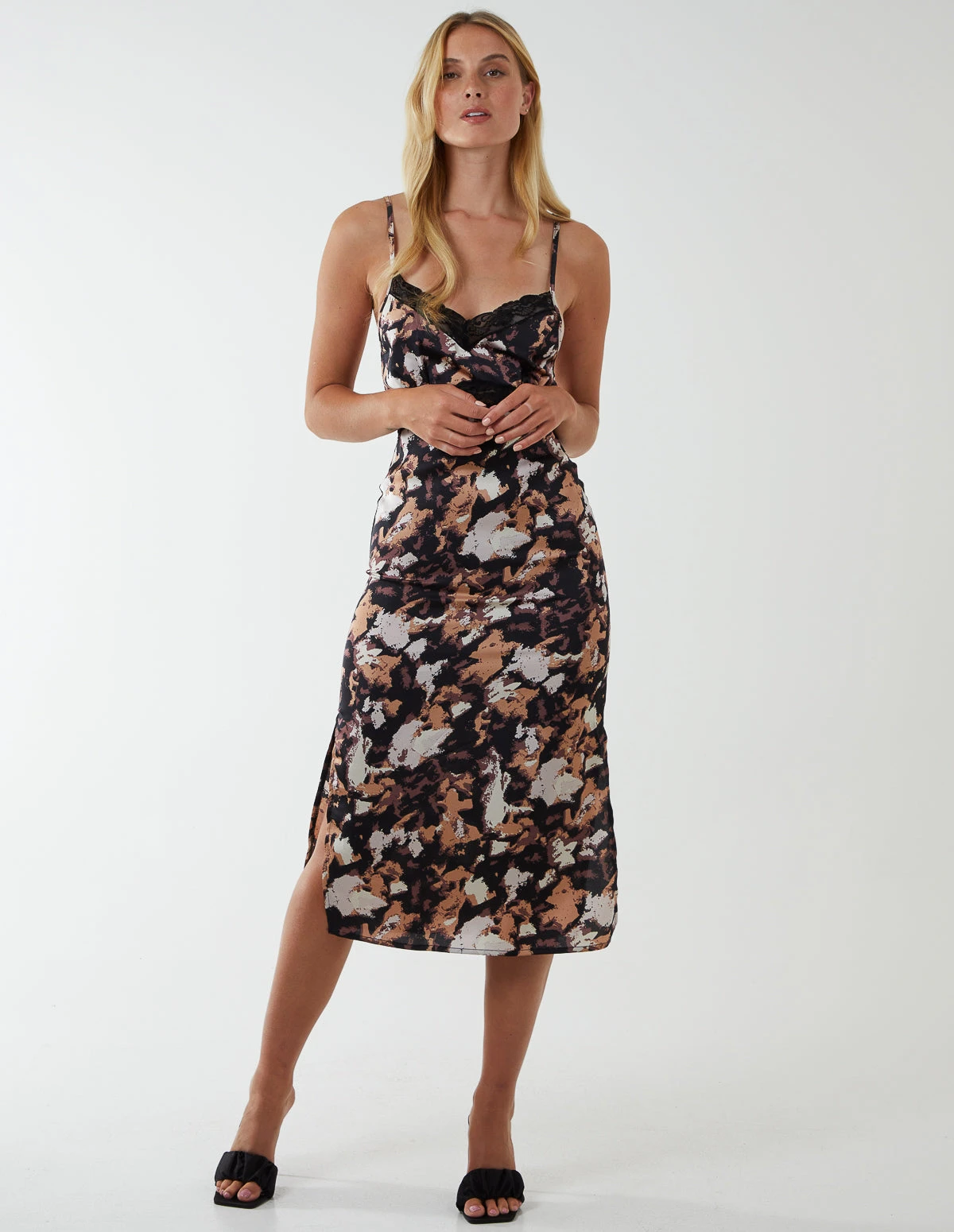 Printed Satin Slip Dress 2 Printed Satin Slip Dress - Image 2