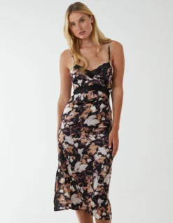 Printed Satin Slip Dress 8 Printed Satin Slip Dress -Deals Sleek Dresses Store BV222905 BLACK 92
