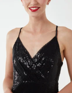 Wrap Front Cami Midi Dress -Deals Sleek Dresses Store BV222908 BLACK 3