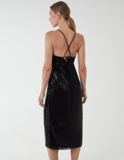 Wrap Front Cami Midi Dress -Deals Sleek Dresses Store BV222908 BLACK 5