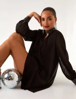 Shift Diamante Collar Midi Dress