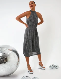 Blouson Elasticated Halter Midi Dress