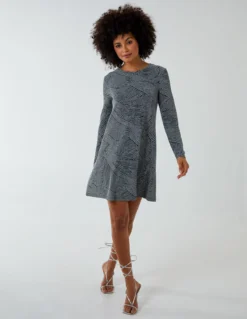 Lurex Swing Mini Dress -Deals Sleek Dresses Store BV222927 SILVER 1