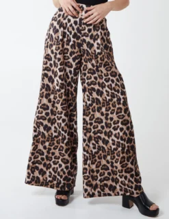 Wide Leg Leopard Trousers