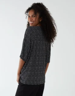 Tie Front Oversized Top -Deals Sleek Dresses Store BV233401 BLACK 86