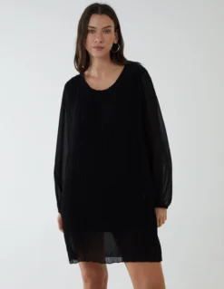 Chevron Pleat Detail Dress