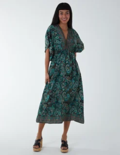 Kimono Sleeve Midi Dress