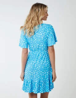 Trapeze Button Through Raglan Mini Dress -Deals Sleek Dresses Store BV233815 BRIGHTBLUE 4407