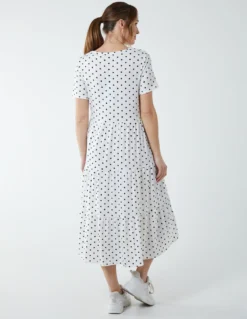 Tiered Smock Midi Dress -Deals Sleek Dresses Store BV233825 WHITE 8622