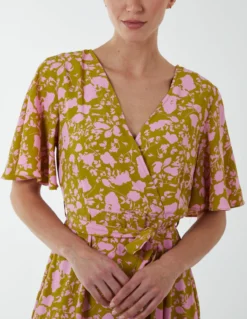 Ruffle Wrap Midi Dress -Deals Sleek Dresses Store BV233861 LIME 3