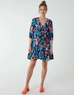 Tie Front 3/4 Sleeve Dress