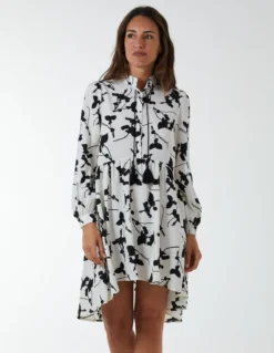 Mandarin Collar High Low Mini Dress