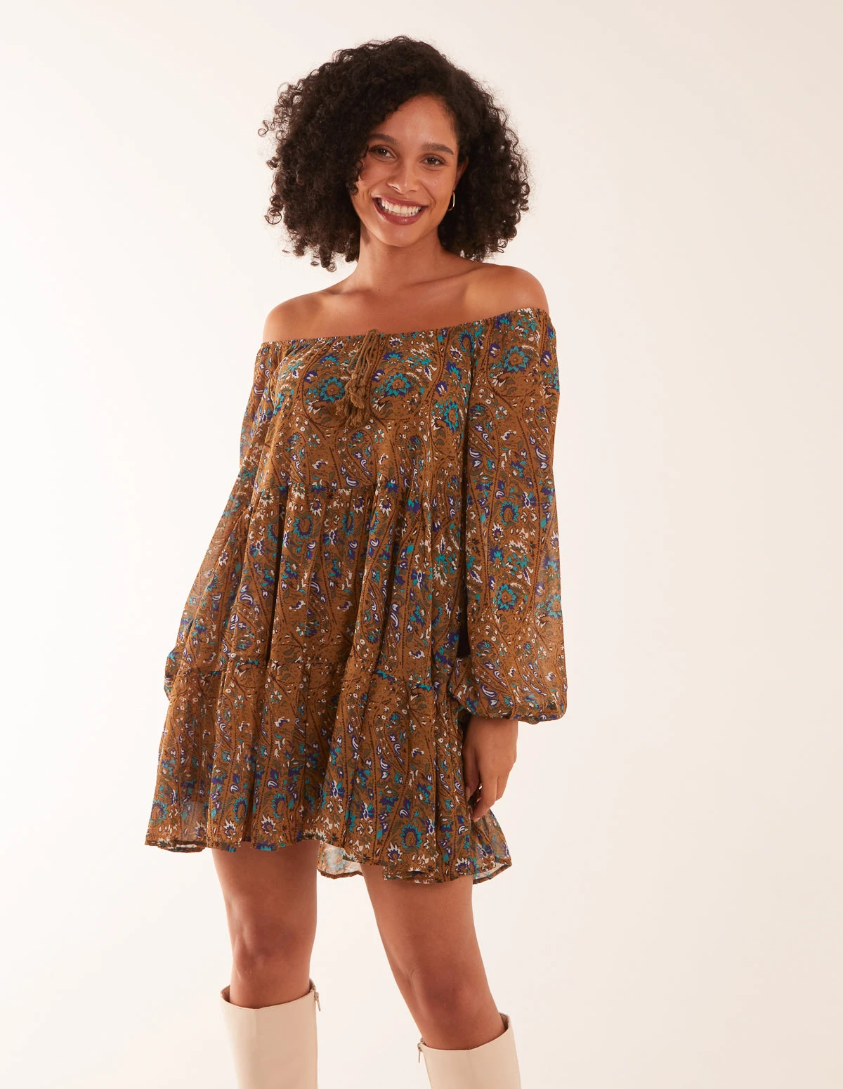 Bardot Neck Mini Trapeze Dress 3 Bardot Neck Mini Trapeze Dress - Image 3