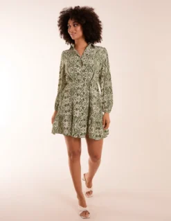 Long Sleeve Mini Shirt Dress 6 Long Sleeve Mini Shirt Dress -Deals Sleek Dresses Store BV233891 KHAKI 10070