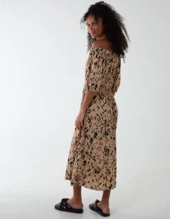 Bardot Midi Dress With Pleated Hem 9 Bardot Midi Dress With Pleated Hem -Deals Sleek Dresses Store BV233892 ANIMAL 120