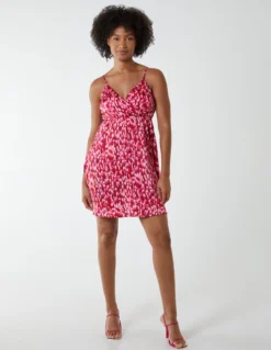Strappy Wrap Over Mini Dress -Deals Sleek Dresses Store BV233895 pink 15143