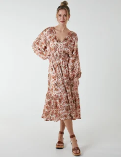 Balloon Sleeve Midi Dress