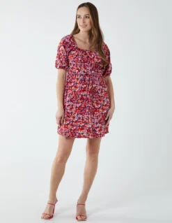 Milkmaid Square Neck Puff Sleeve Mini Dress