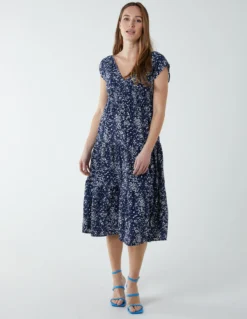 Drawstring Adjustable Tier Midi Dress 6 Drawstring Adjustable Tier Midi Dress -Deals Sleek Dresses Store BV233920 NAVY 6830