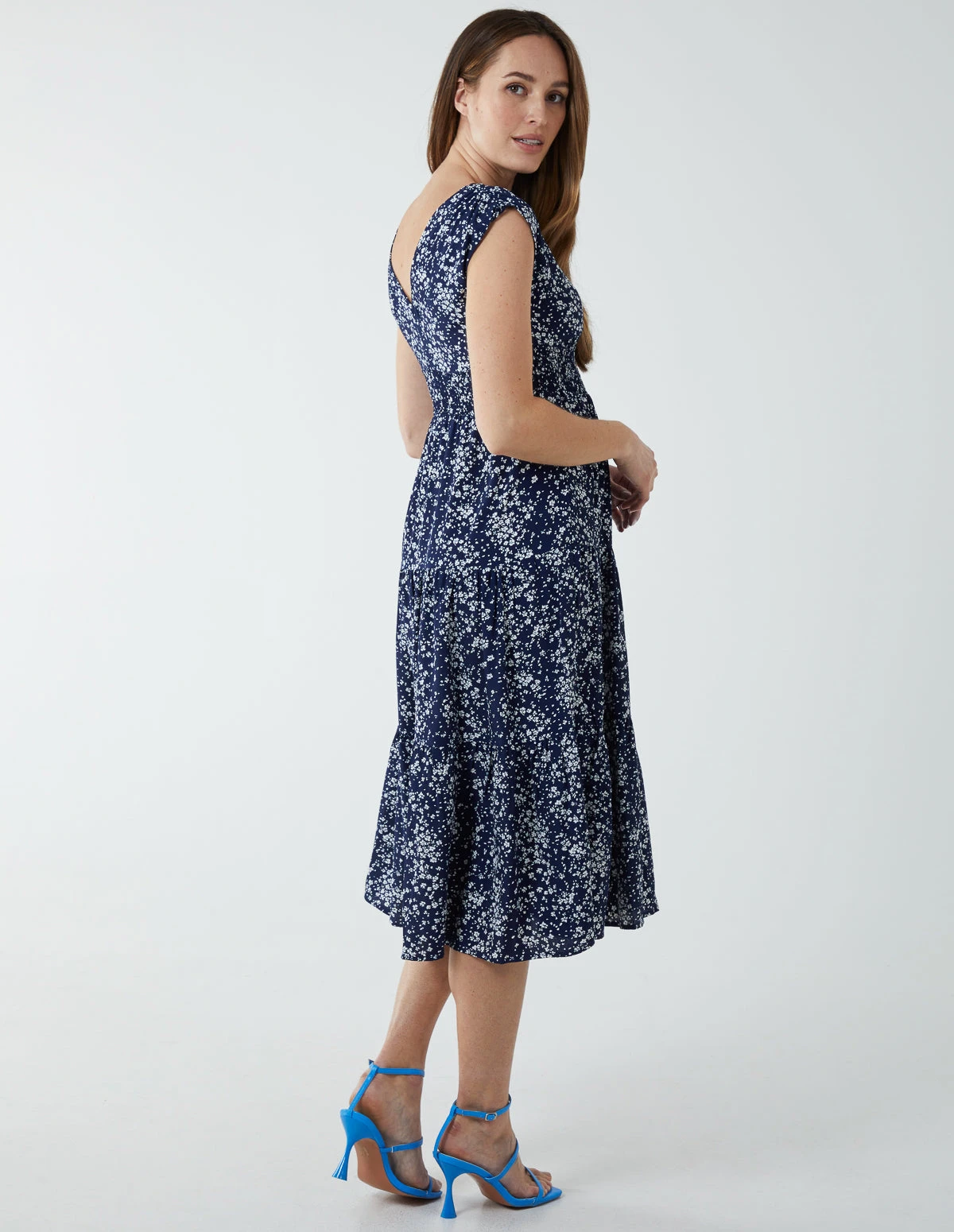 Drawstring Adjustable Tier Midi Dress 4 Drawstring Adjustable Tier Midi Dress - Image 4