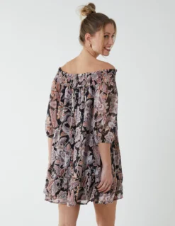 Sheared Neck Bardot Dress -Deals Sleek Dresses Store BV233934 BLACK 4638